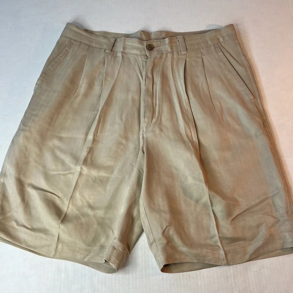 Caribbean Sz 34 Khaki 100% Silk Relaxed‎ Fit
